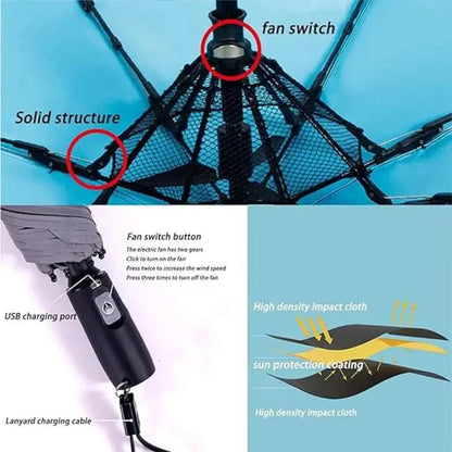Portable Umbrella with Fan & Misting ViralGalleria.com