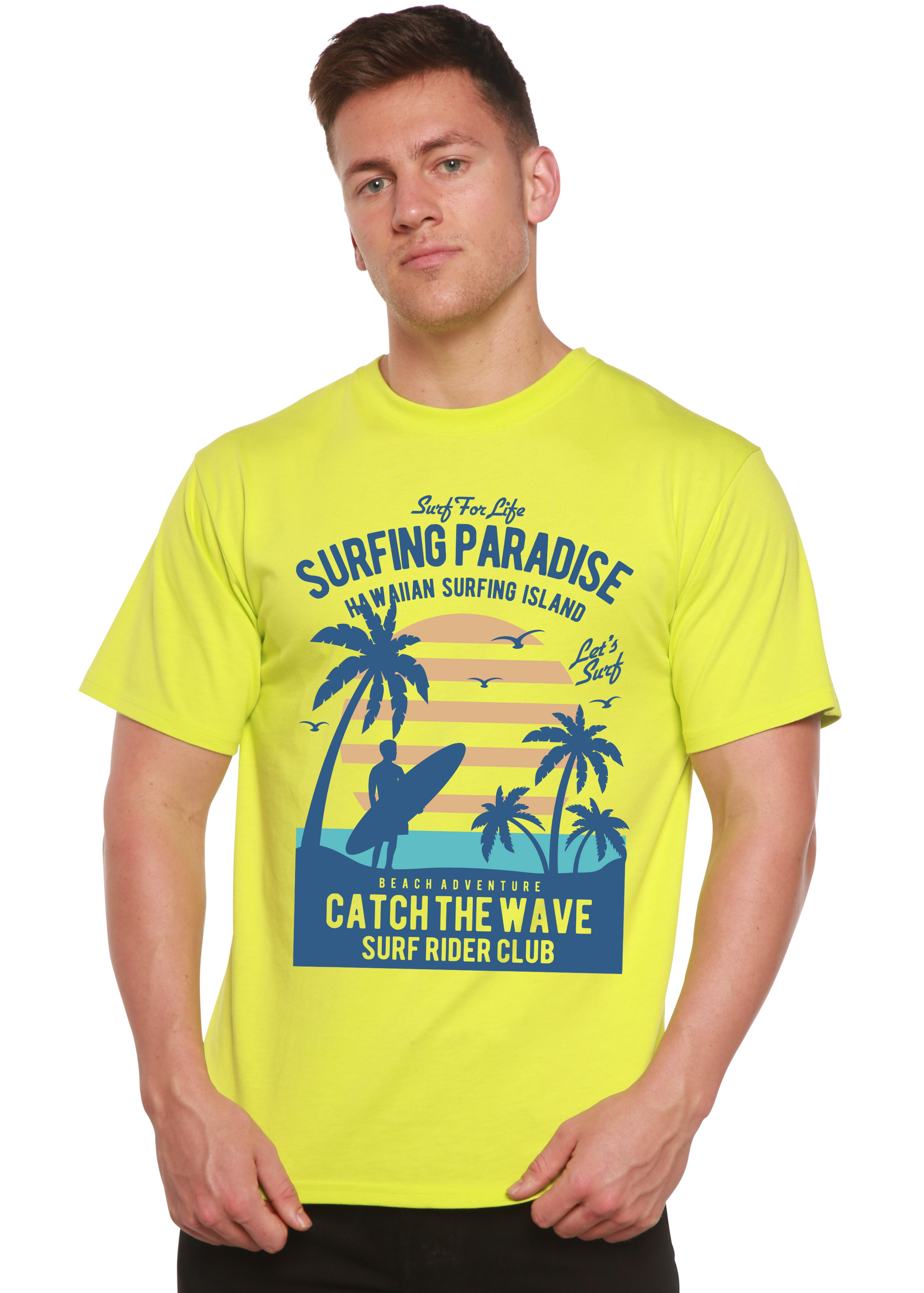 Surfing Paradis Spun Bamboo® Men's Bamboo Viscose/Organic Cotton Short Sleeve Graphic T-Shirt Spun Bamboo