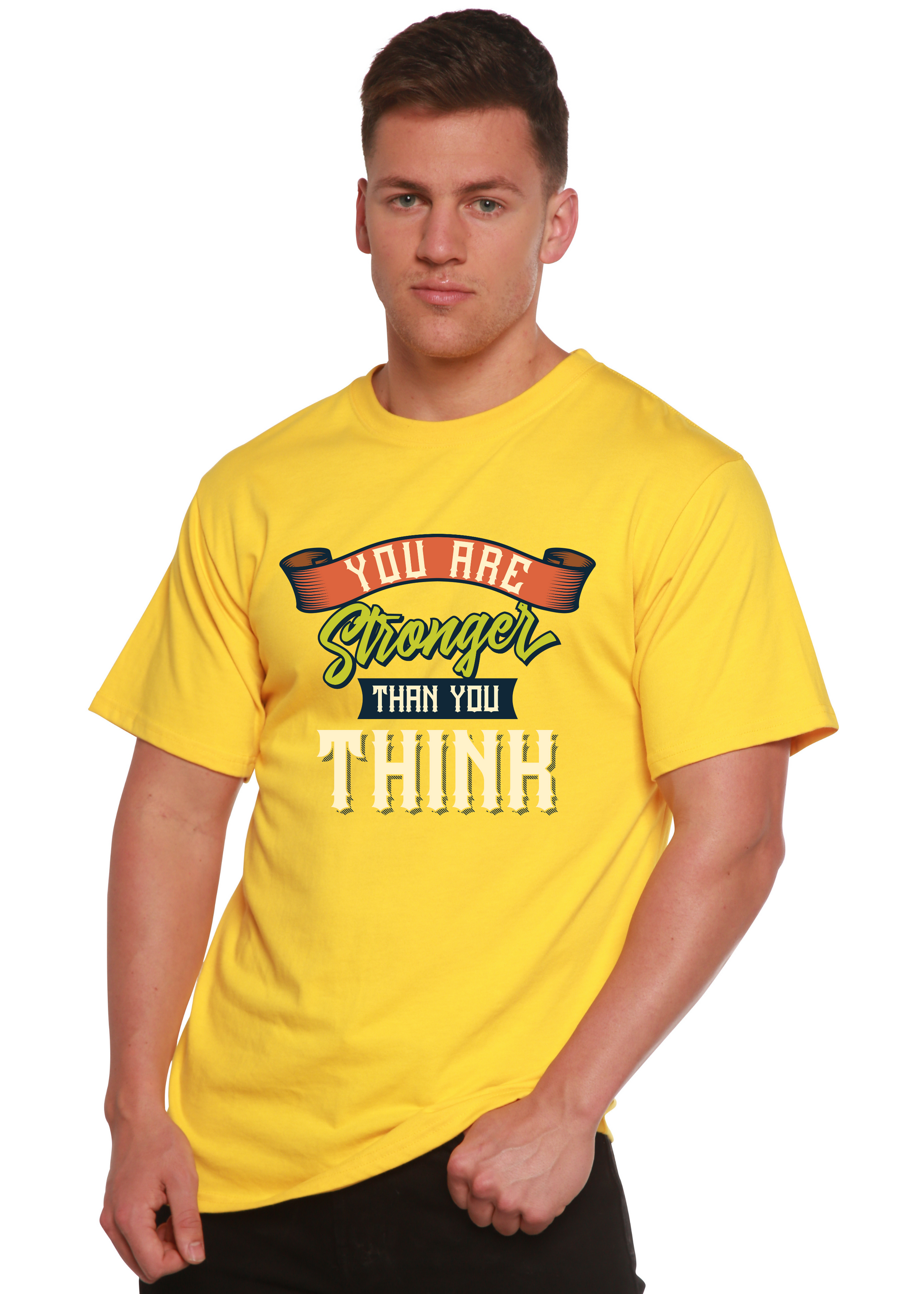 You Are Stronger Than You Think Men's Bamboo Viscose/Organic Cotton Short Sleeve Graphic T-Shirt Spun Bamboo