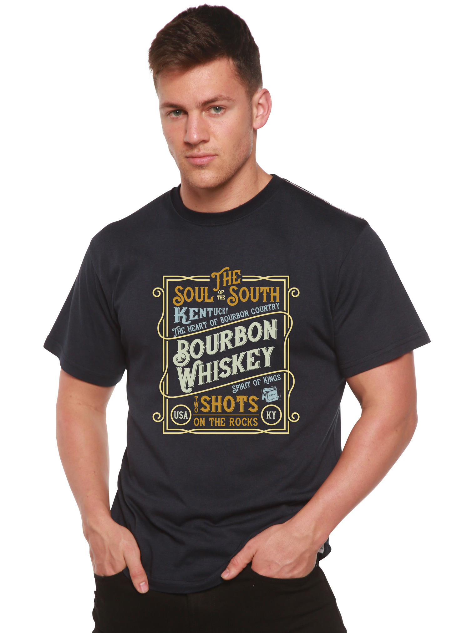 Bourbon Whiskey Men's Bamboo Viscose/Organic Cotton Short Sleeve Graphic T-Shirt Spun Bamboo