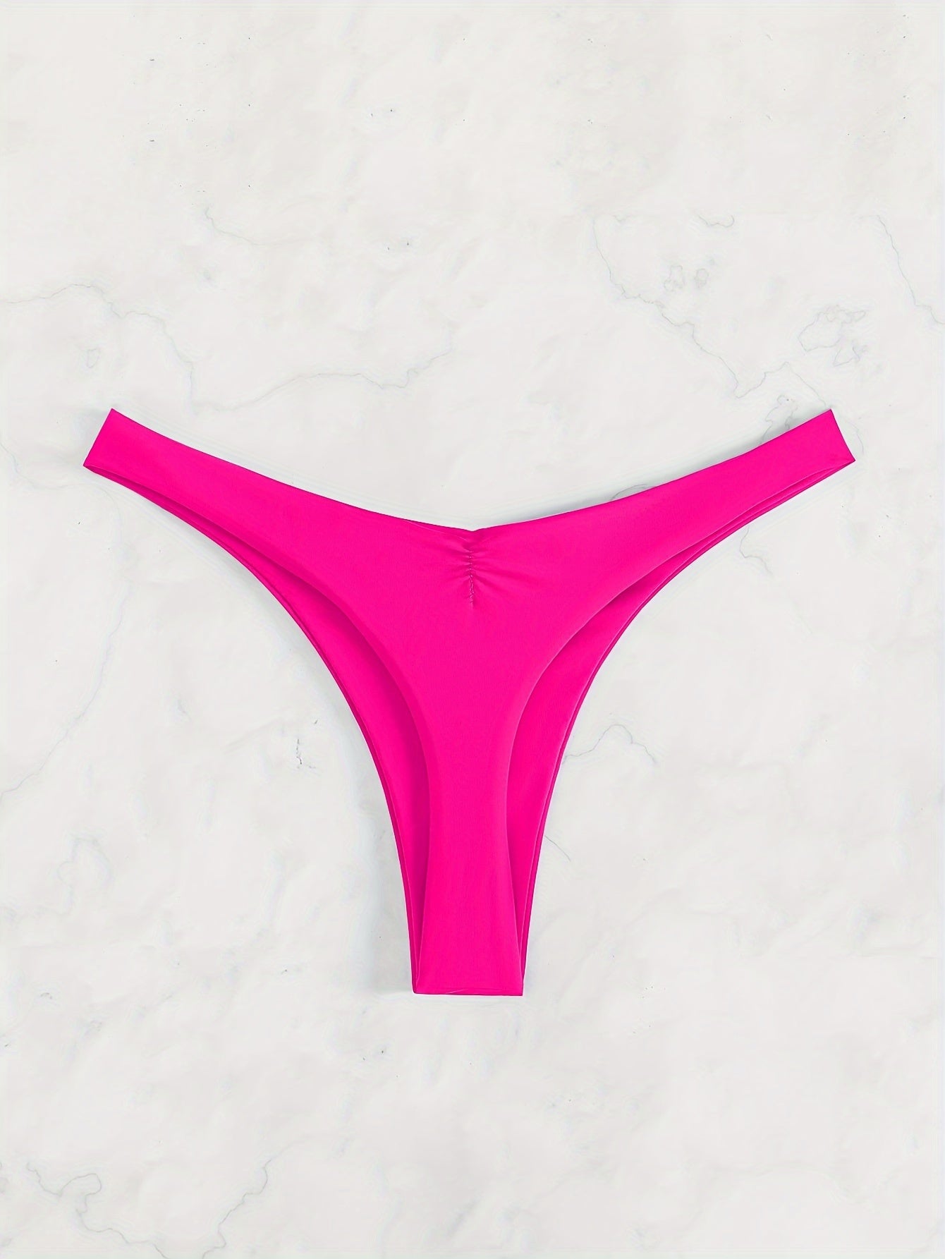 New Bikini Solid Color Cheeky Ruched Thong Bikini Bottoms for Women – High Stretch Polyamide Swim Briefs with Flattering Fit – Casual Swimwear Essential for Beach Pool and Summer Vacation Stevvex