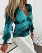 Sexy Geometric Print Shirt Fashion V-neck Long-sleeved Tops Women's Clothing See size chart under “more details” The Fashion Celestial