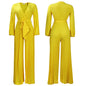 V-neck Lace Up Pleated Wide-leg Plus Size Jumpsuit See size chart under “more details” The Fashion Celestial