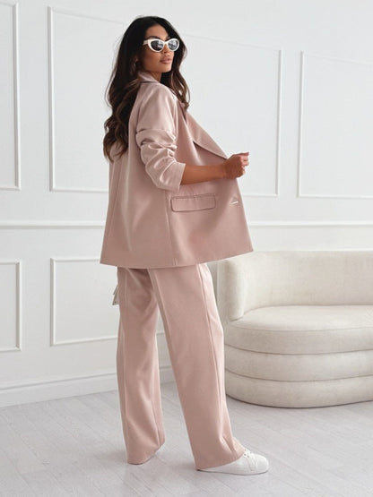 Women's Professional Blazer & Trousers Suit Set – Long Sleeve, Full Length FitiqueFit
