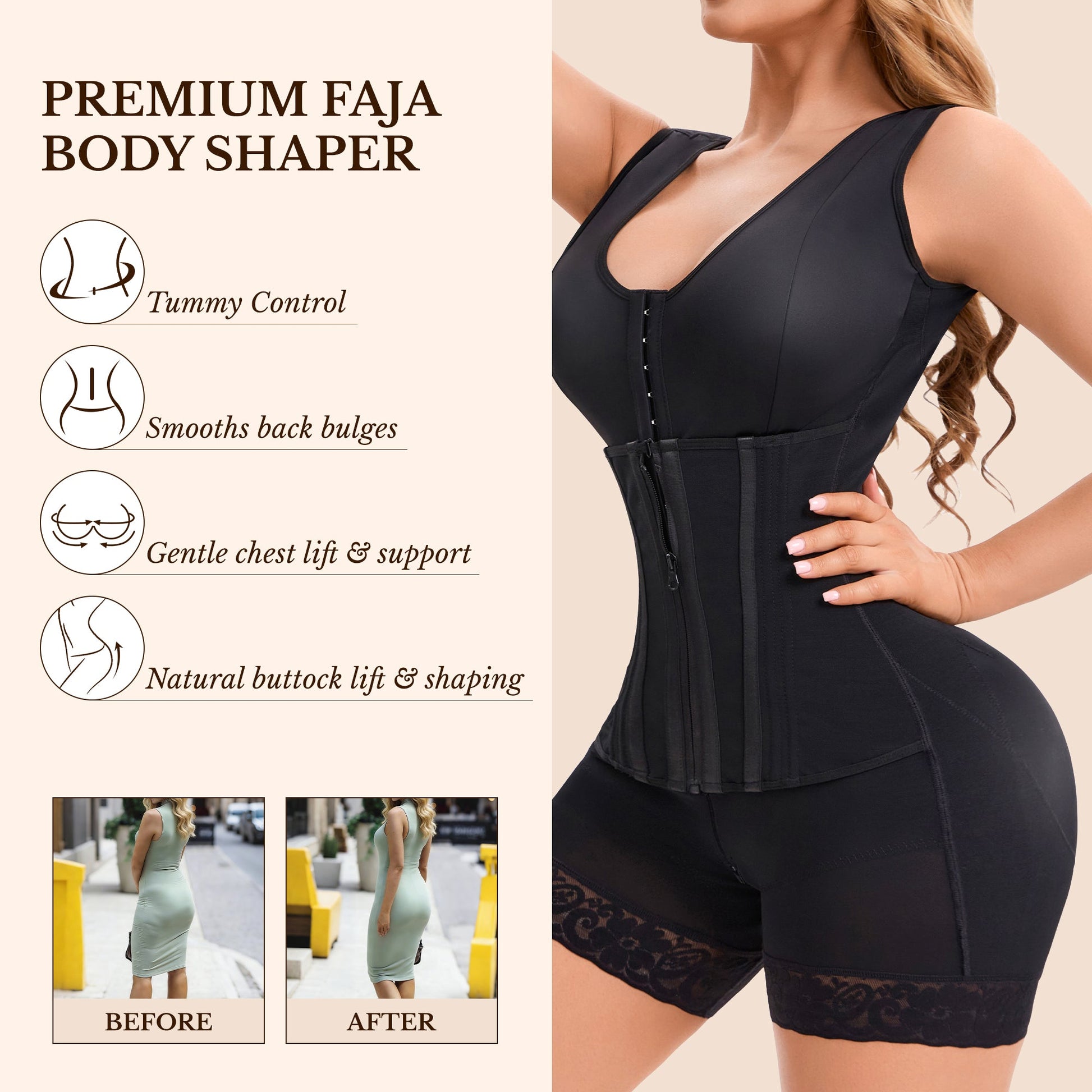 Fajas Colombianas Moldeadoras Overbust Shapewear For Women Tummy Control Full Body Shaper & Butt Lifter Post Surgery Compression Garment See size chart under “more details” The Fashion Celestial
