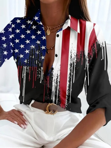 Women’s Stripe Print Long-Sleeve Blouse FitiqueFit