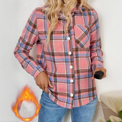 Checkered Fleece-Lined Shacket with Chest Pockets FitiqueFit