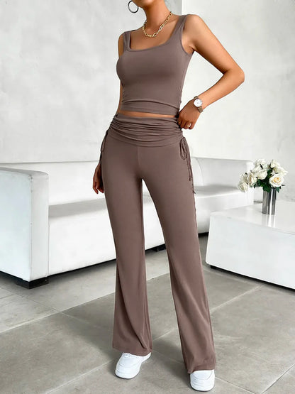 Devine Square Neck Tank and Drawstring Pants Set New Era Fashion LLc