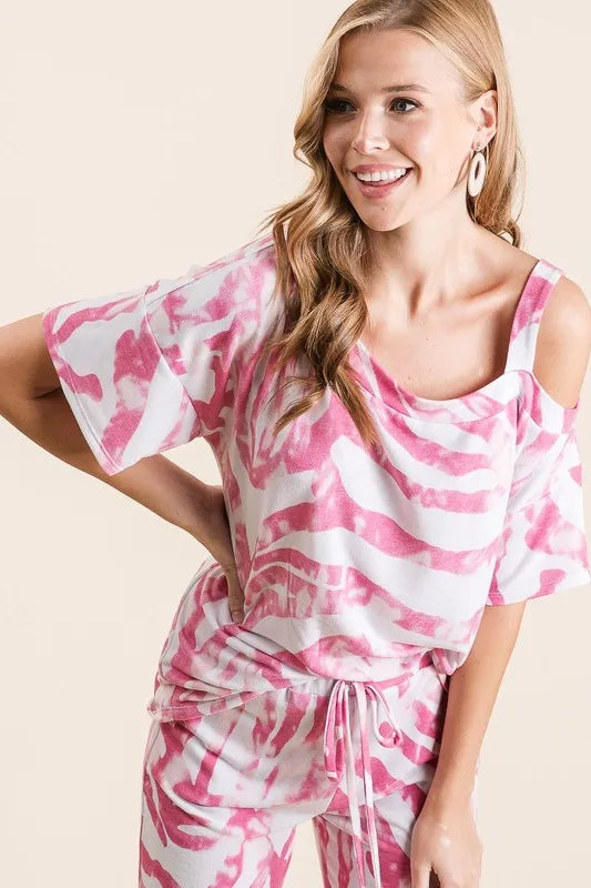 BiBi Zebra Print French Terry Top and Pants Set New Era Fashion LLc