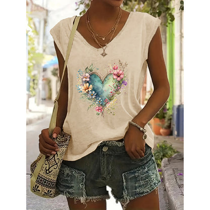 2-Pack Wildflowers Graphic Print V-Neck Tee Tops FitiqueFit
