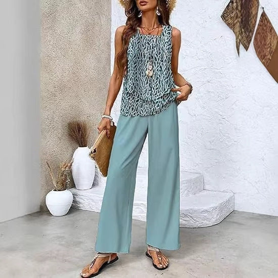 Women's 3D Print Two-Piece Vest & Pants Set – 12 Prints S–5XL FitiqueFit