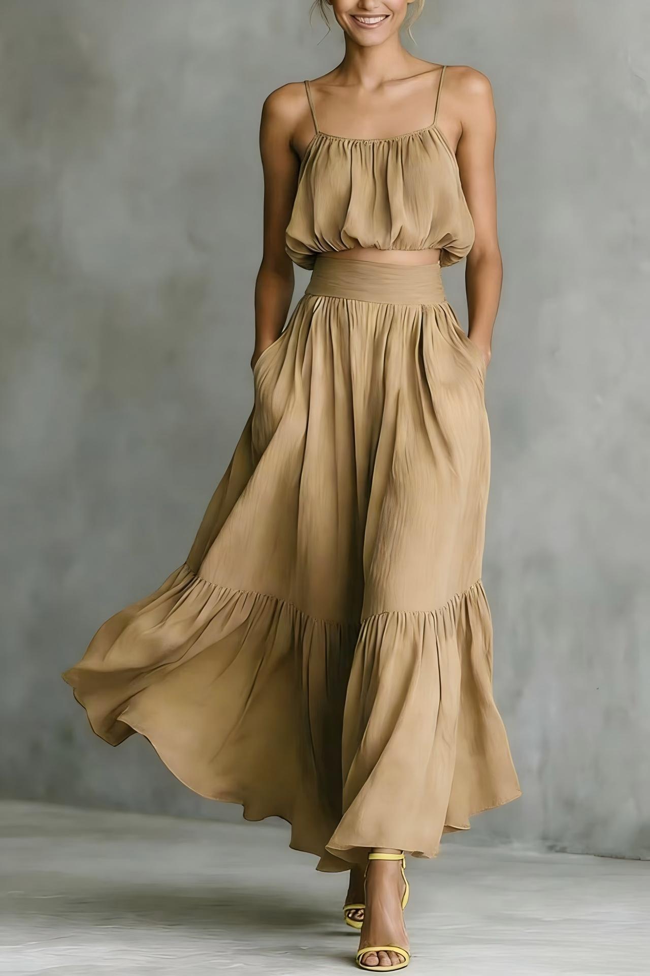 Women’s Two-Piece Flared Skirt Set – High-Waist Elegant Outfit FitiqueFit