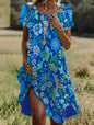 Ethnic Print Midi Dress – Scoop Neck Geometric Pattern Boho Dress FitiqueFit