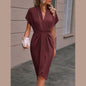 Pleated A-Line Midi Dress – V-Neck Sleeveless Summer Dress FitiqueFit