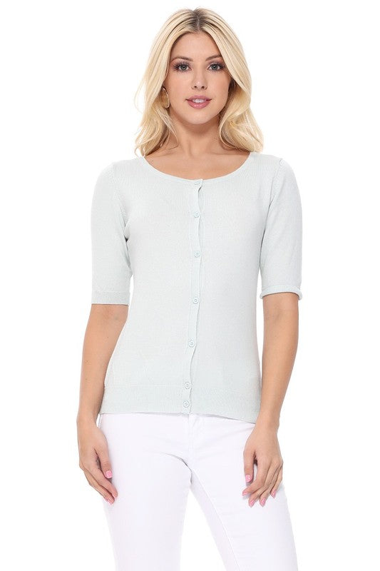 Half Sleeve Crewneck Button Sweater Cardigan Shop Style & More | Fresh Looks, Everyday Deals & Free Shipping