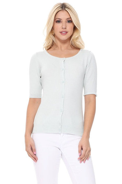 Half Sleeve Crewneck Button Sweater Cardigan Shop Style & More | Fresh Looks, Everyday Deals & Free Shipping