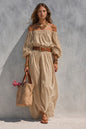 Women's Boat-Neck Sleeveless Cotton-Linen Maxi Dress FitiqueFit