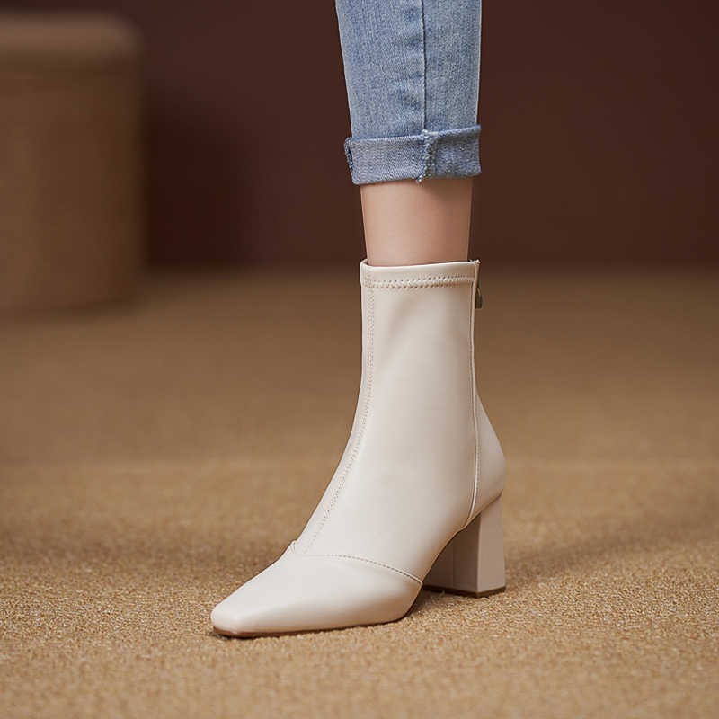 Soft Leather Zip-Back Velvet-Lined Skinny Boots — Sleek Heels FitiqueFit