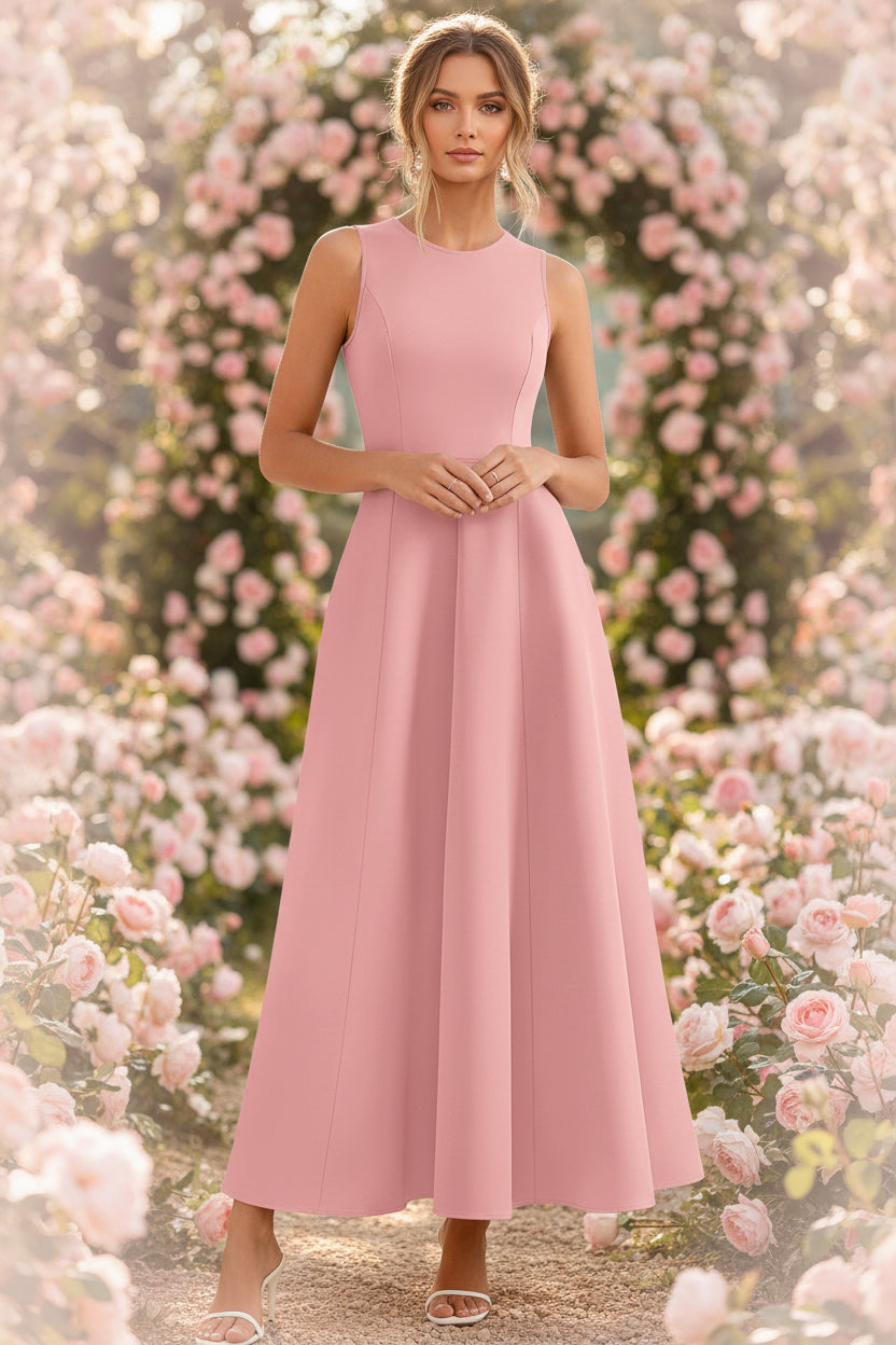 Women's Slim-Fit Long Vest Dress – A-Line High-Waist Sleeveless FitiqueFit