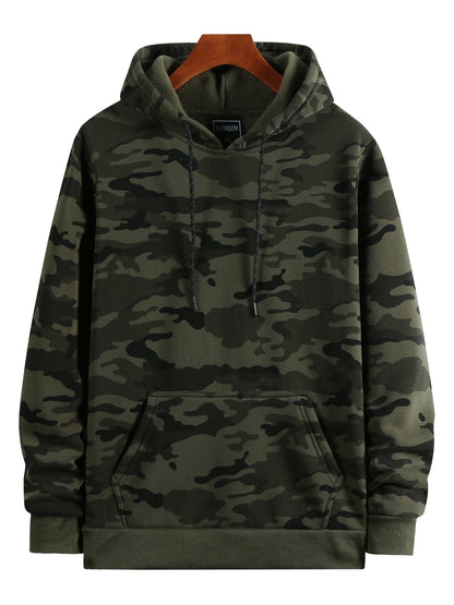 Men's Camouflage Loose Pullover Hooded Fleece Sweatshirt for Autumn And Winter, Hooded, Fleece NovaCart