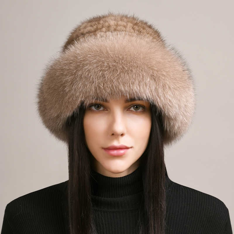 Women’s Mink Hair Winter Hat – Braided Fur Warm Elegant Beanie FitiqueFit