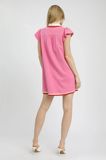Umgee Contrast Trim Cap Sleeve Mini Dress West2East Surf