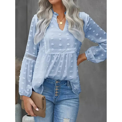 Women’s Long‑Sleeve V‑Neck Business Casual Blouse FitiqueFit
