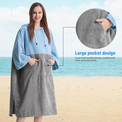 Mutao Quick-Dry Hooded Changing Robe - Cozy Terry Towel Poncho with Front Pocket, Windproof & Perfect for Beach, Surfing, Diving, Swimming - One Size Fits All, Machine Washable - For Men & Women - Suitable for Water Sports & NovaCart