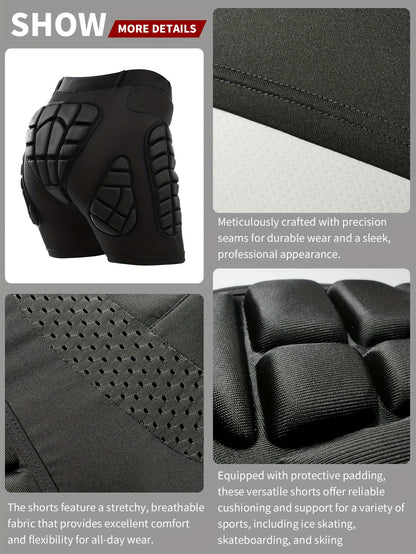 VEPAUS Breathable 3D Padded Shorts for Ice Hockey, Snowboarding, Gymnastics, Roller Skating - Moisture Wicking, Flexible, High Stretch Polyester Knit Fabric, Regular Fit, Four Seasons Sports Gear NovaCart
