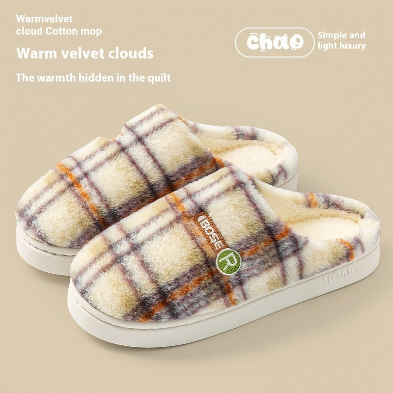 Women's Home Plush Warm Non-slip Plaid Cotton Shoes See size chart under “more details” The Fashion Celestial