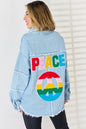 PEACE Raw Hem Dropped Shoulder Denim Top New Era Fashion LLc