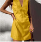 🌿 V-Neck Cotton & Linen Sleeveless Mini Dress FitiqueFit