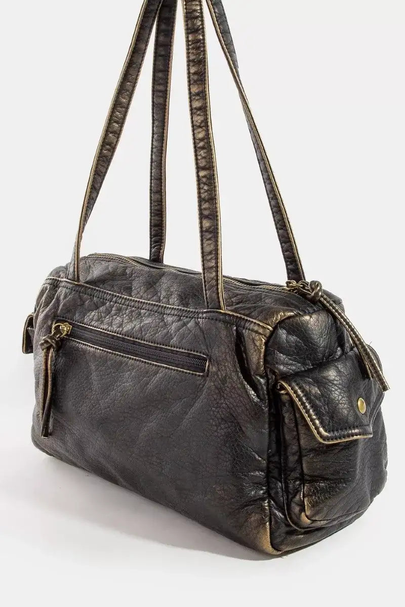Fame Multi Pocket Textured Leather Shoulder Bag West2East Surf