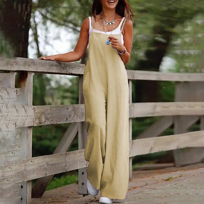 Plus Size Women's Solid Color Casual Jumpsuit - Sleeveless Romper With Pockets For Spring&Summer Grayceful LLC