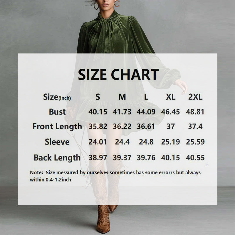 Women’s Bow-Tie Puff Sleeve Dress – Elegant Asymmetric Ruffle Hem Short Dress FitiqueFit