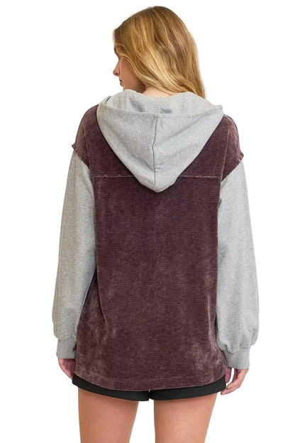 Umgee Contrast Hooded Chenille Jacket West2East Surf