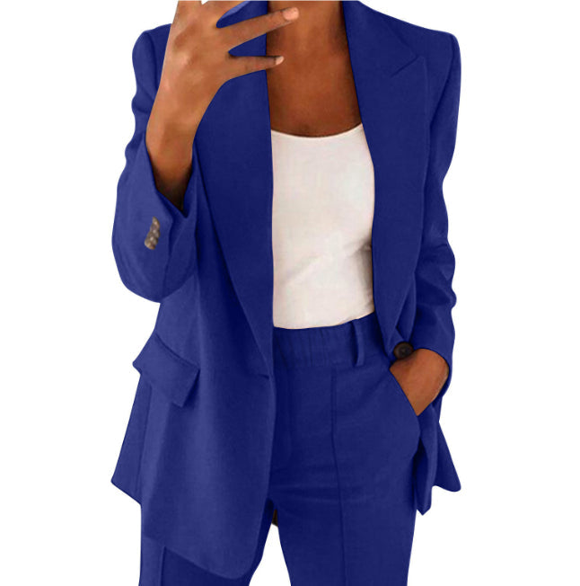 Lapel Blazer & Slim-Fit Trousers Two-Piece Suit – 10 Colors XS–5XL FitiqueFit