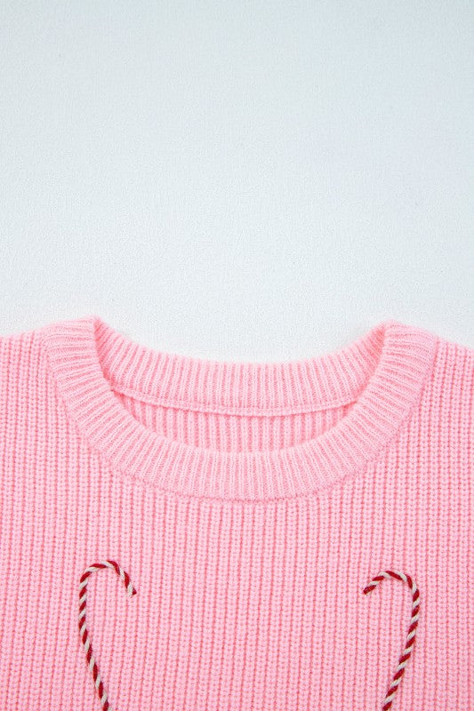 Merry Candy Cane Embroidered Crewneck Sweater Shop Style & More | Fresh Looks, Everyday Deals & Free Shipping