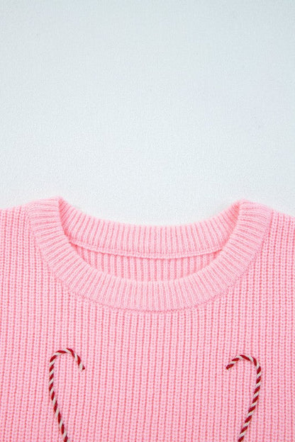 Merry Candy Cane Embroidered Crewneck Sweater Shop Style & More | Fresh Looks, Everyday Deals & Free Shipping