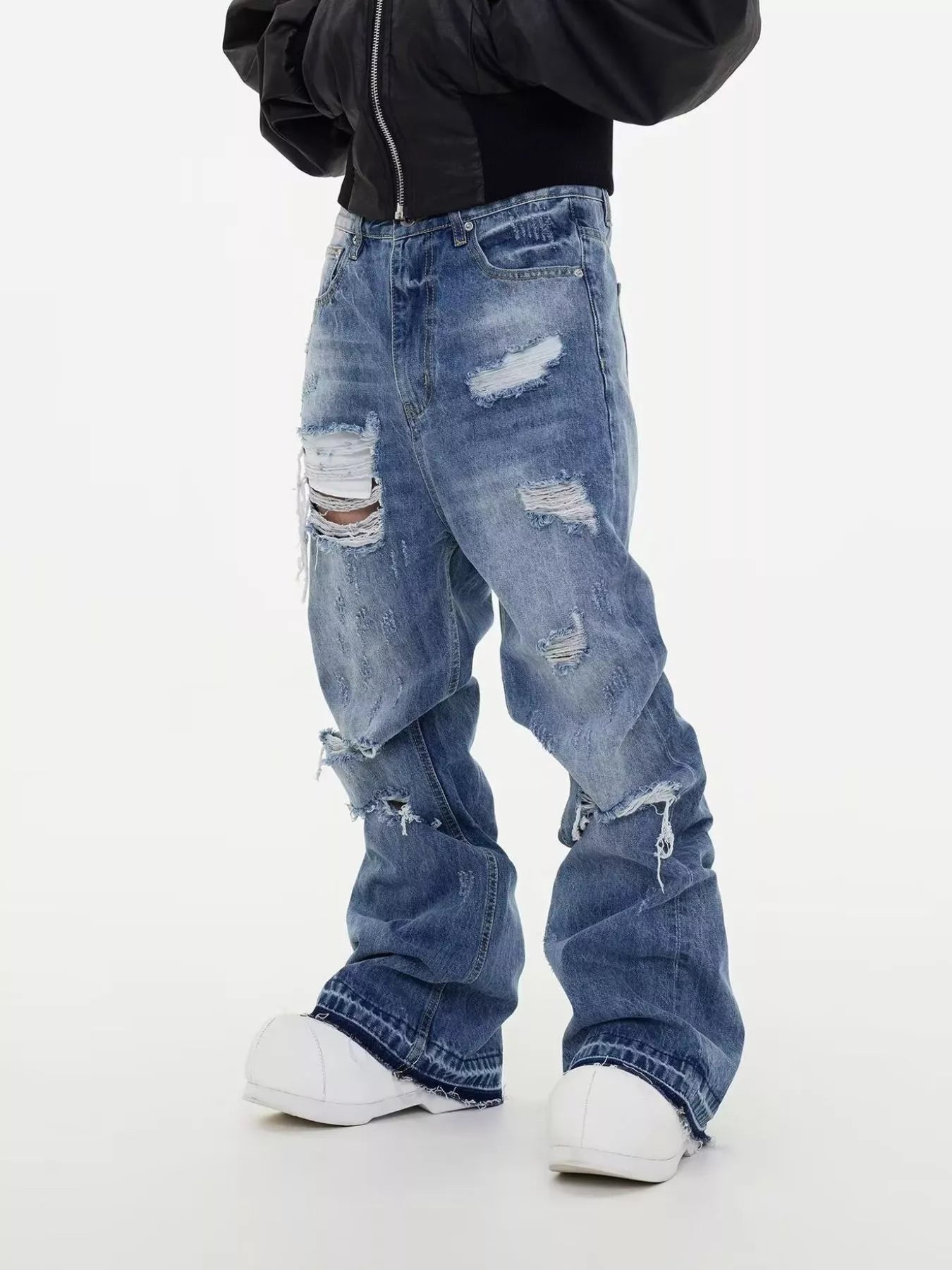 Men's Full Size Distressed Wide Leg Jeans Plus Size New Era Fashion LLc