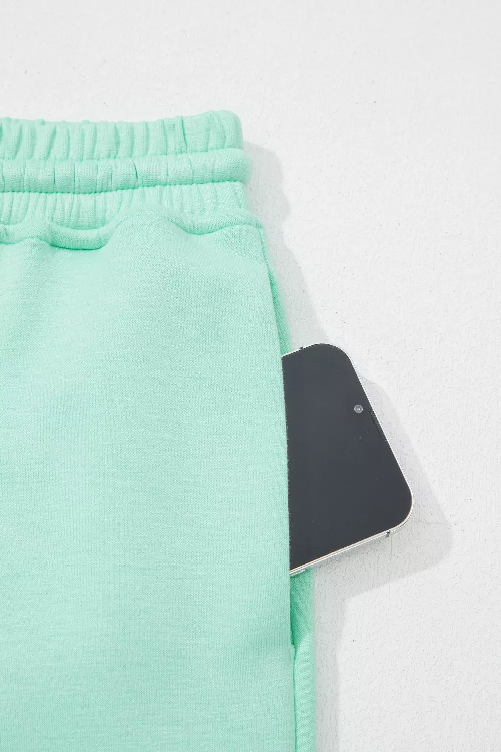 Drawstring Elastic Waistband Solid Color Two Piece Casual Set New Era Fashion LLc