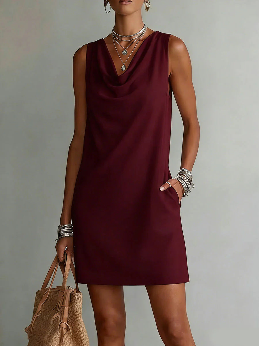 Women's Off-Shoulder Sleeveless Dress – Casual Pullover Midi Dress FitiqueFit