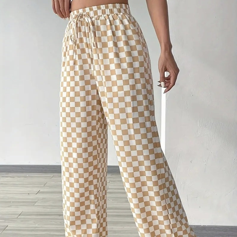 Checkerboard High-Waisted Wide-Leg Pants | 4 Colors S–XL FitiqueFit
