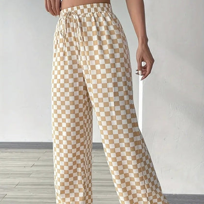 Checkerboard High-Waisted Wide-Leg Pants | 4 Colors S–XL FitiqueFit