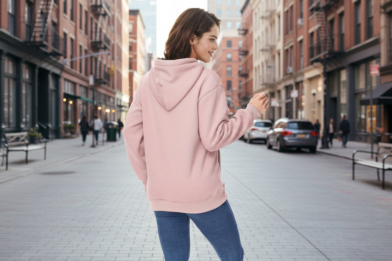 🖤 Women’s Winter Velvet Hoodie — Solid Color Warm Sweatshirt FitiqueFit