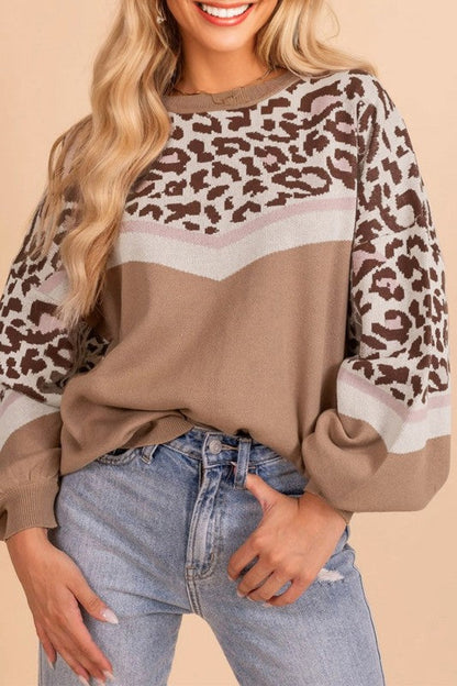 Leopard Colorblock Puff Sleeve Sweater Shop Style & More | Fresh Looks, Everyday Deals & Free Shipping