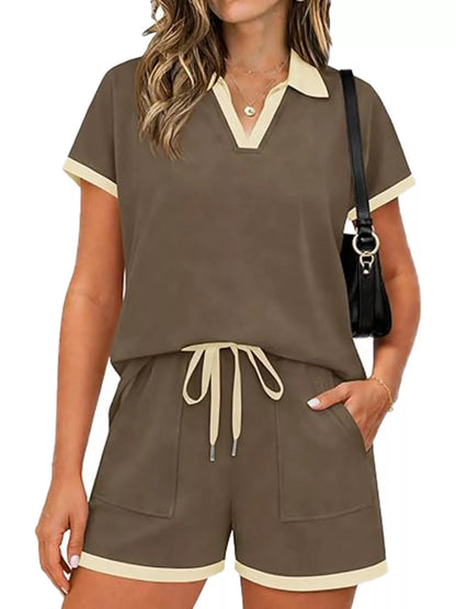 Polo Collar Short Sleeve Top and Shorts Set New Era Fashion LLc