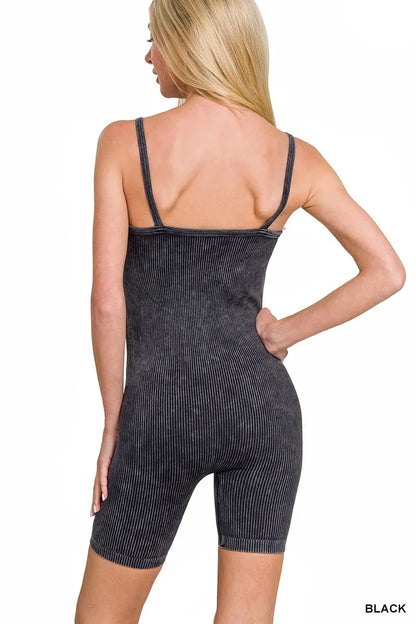 Zenana Stone Washed Ribbed Seamless Romper New Era Fashion LLc
