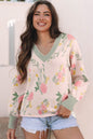 Floral Stripe Contrast V-Neck Sweater Shop Style & More | Fresh Looks, Everyday Deals & Free Shipping