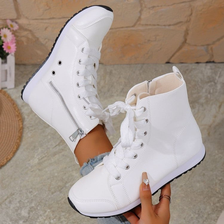 Womens Stylish Side-zip Flat Ankle Boots See size chart under “more details” The Fashion Celestial